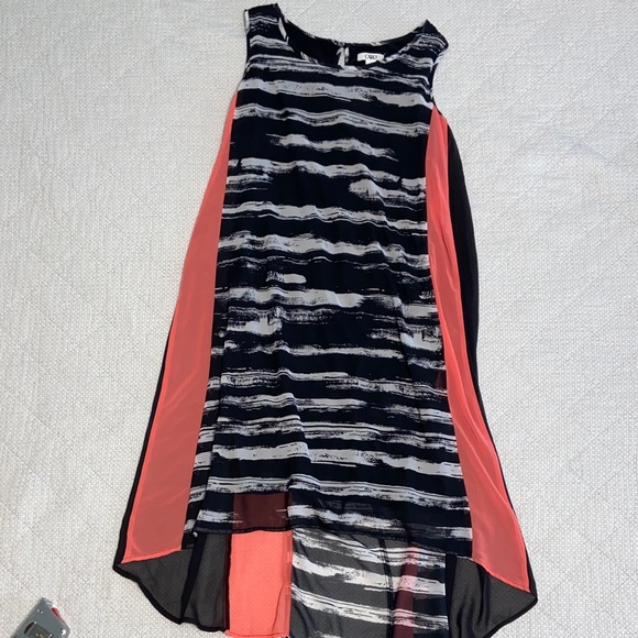Cato Black and Coral High Low Dress - Picture 1 of 4